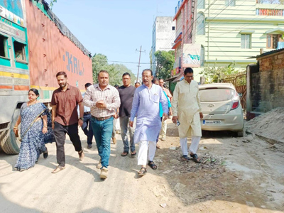 BJP state president Rajib Bhattacharjee inspected various developmental works in Banamalipur assembly constituency of Agartala on October 28.
